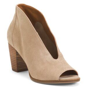 LUCKY BRAND Suede Joal Open Front Ankle Booties